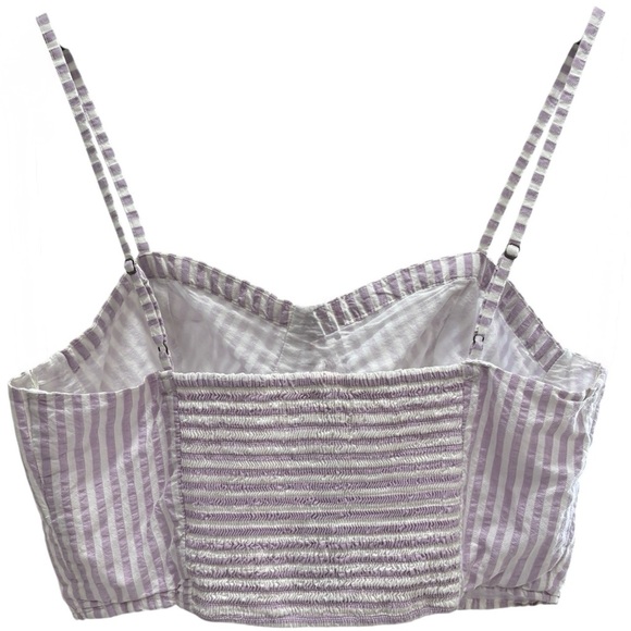 Anthropologie Striped Smocked Bustier Crop Top Size Small - Picture 3 of 7